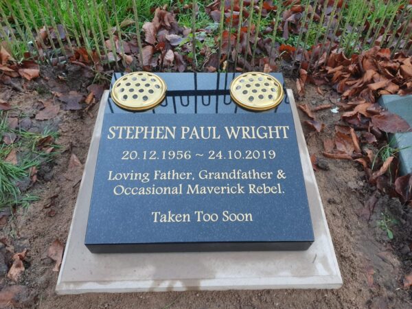 Black Granite Memorial Tablet Headstone by Northern Headstones in Yorkshire