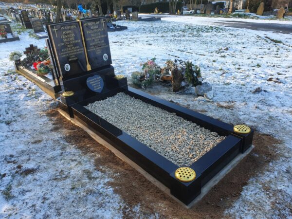 Book Shaped Headstone with Kerb Surround Memorial by Northern Headstones