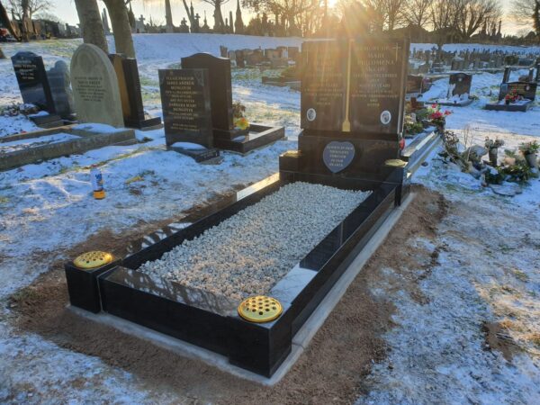 Book Shaped Headstone with Kerb Surround Memorial by Northern Headstones