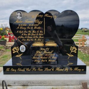 Double Heart Design Headstone by Northern Headstones