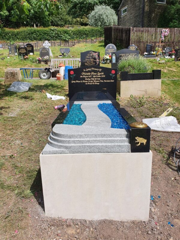 Memorial Headstone with Kerb Surround Installed by Northern Headstones in Yorkshire