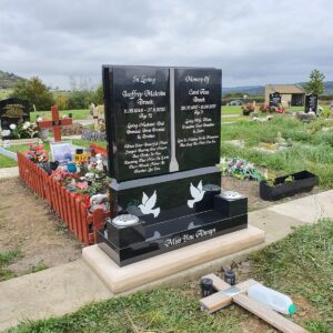 Book Shaped Headstone Installed by Northern Headstones in Graveyard