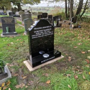 Black Granite Arch Top Headstone Design Memorial by Northern Headstones