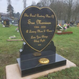 Heart Shaped Headstone and Memorial Installed on Plot by Northern Headstones
