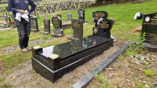 Triple Heart Granite Headstone