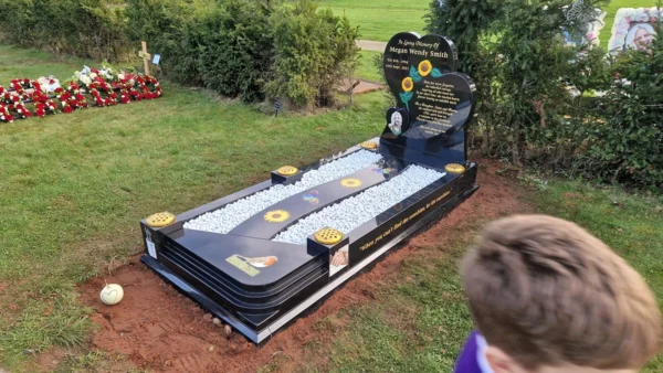 Triple Heart Granite Headstone